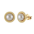 RINNTIN GPE98 French Vintage Style Stud Earring With Round Real Natural Pearl Women 925 Silver Earrings Jewelry China