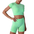 Autumn and Winter Seamless Sport Wear Women's Tight-fitting Quick-drying Clothes Short Sleeve Yoga Top