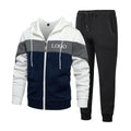 Men's Hooded Athletic Tracksuit Casual 2 Pieces Suits Color Block Zipper Hoodies and Sweatpants Set