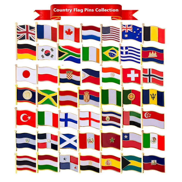 Large Inventory Wholesale Eco-friendly Customizable Colors & Logos Magnetic Country Flag Enamel Lapel Pins Promotional Gifts