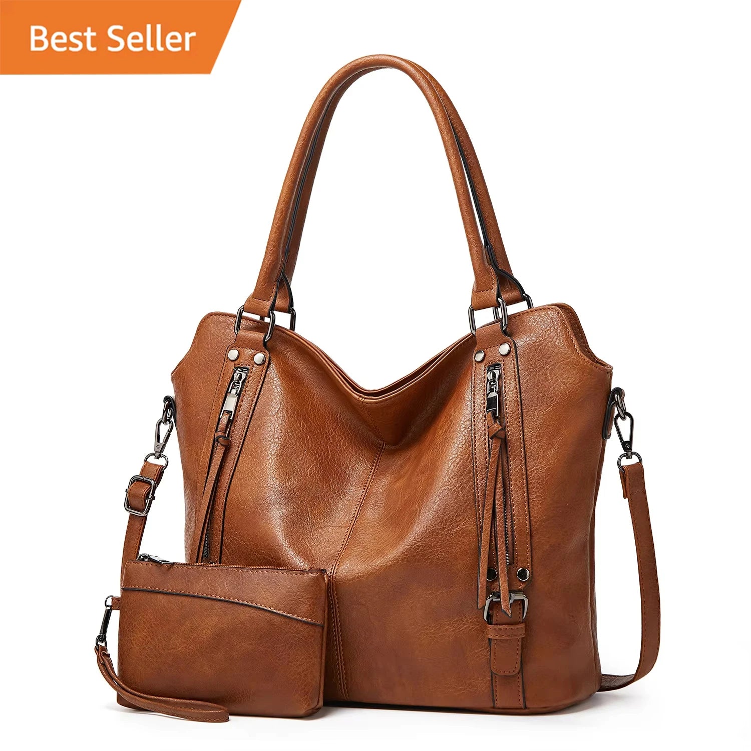 Tactical Concealed Carry Hobo Purse Lady Leather Shoulder Bags Handbags Women Large Tote Bag with Detachable Gun Holster