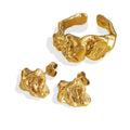 Vintage Geometric Earrings Wholesale Stainless Steel Flower Waterproof Ring 18k Pvd Plated Luxury Woman Fashion Jewelry Set