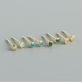 Simple Square Rainbow Zircon Small Earrings 925 Sterling Silver Gold Plated Fine Jewelry Versatile Piercing Stud Earrings