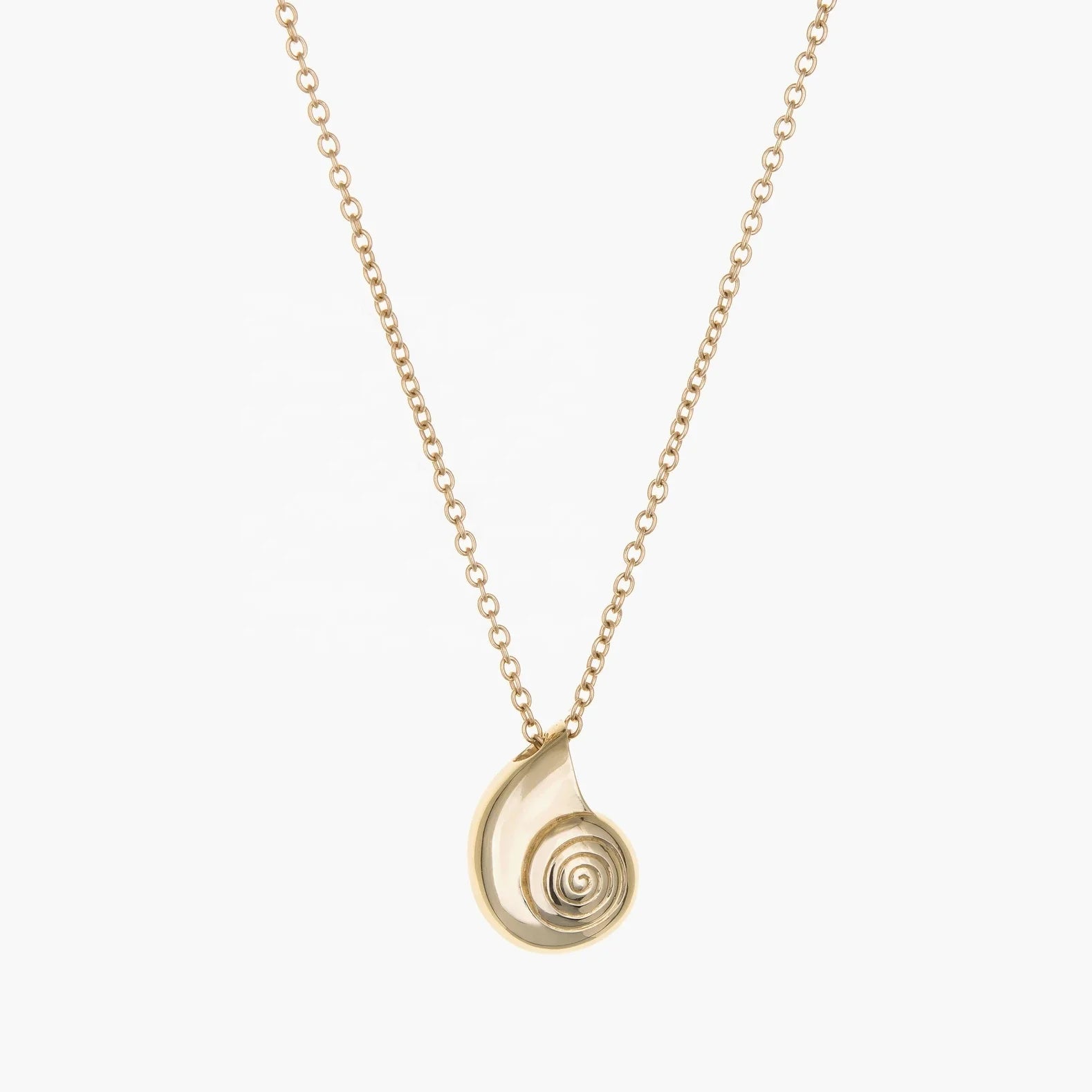 LOZRUNVE 925 Sterling Silver 18k Gold Plain Simple Shell Pendant Bohemian Necklace Jewelry Wholesale