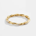 Classic Eternity Band Women Jewelry Trendy 18K Gold Plated 925 Sterling Silver Cubic Zirconia Twist Ring