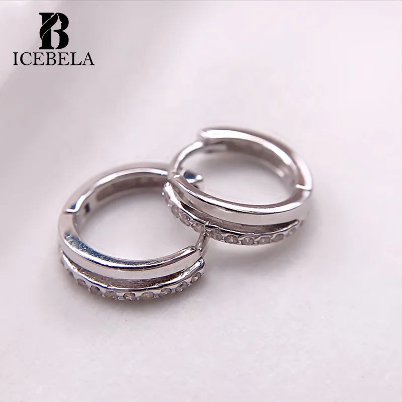 Fine Jewelry S925 Silver Nickel Free Color Remain Gold Silver Plated Cubic Zirconia Pave Round Huggir Hoop Earrings for Girls
