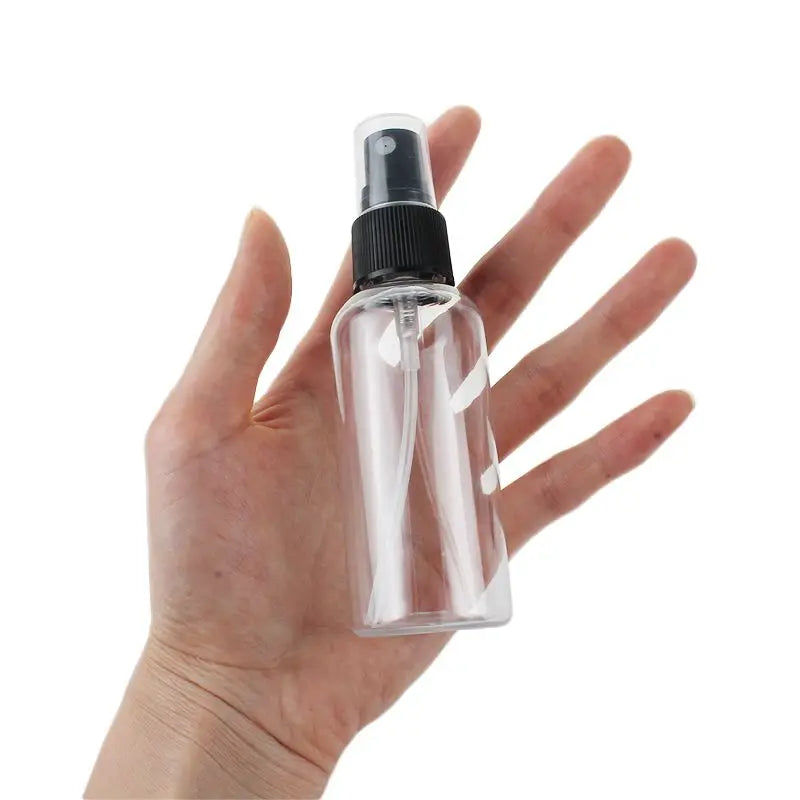 50ml Plastic PET Round for Clear Spray Bottle with White Black Pump Sprayer Travel Size and Stock for Perfume Use