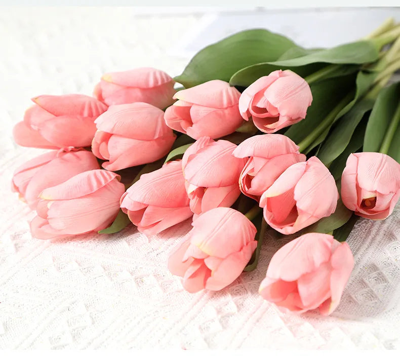 F-T0155  Real Touch Artificial Flowers Mini Tulip Flower for Home Wedding Decoration Pu Tulip Flower
