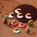 New Chunky Huggie Hoop Earrings Stainless Steel 316l Women Jewelry Pvd 18k Real Gold Plated Waterproof Colored Enamel Jewelry