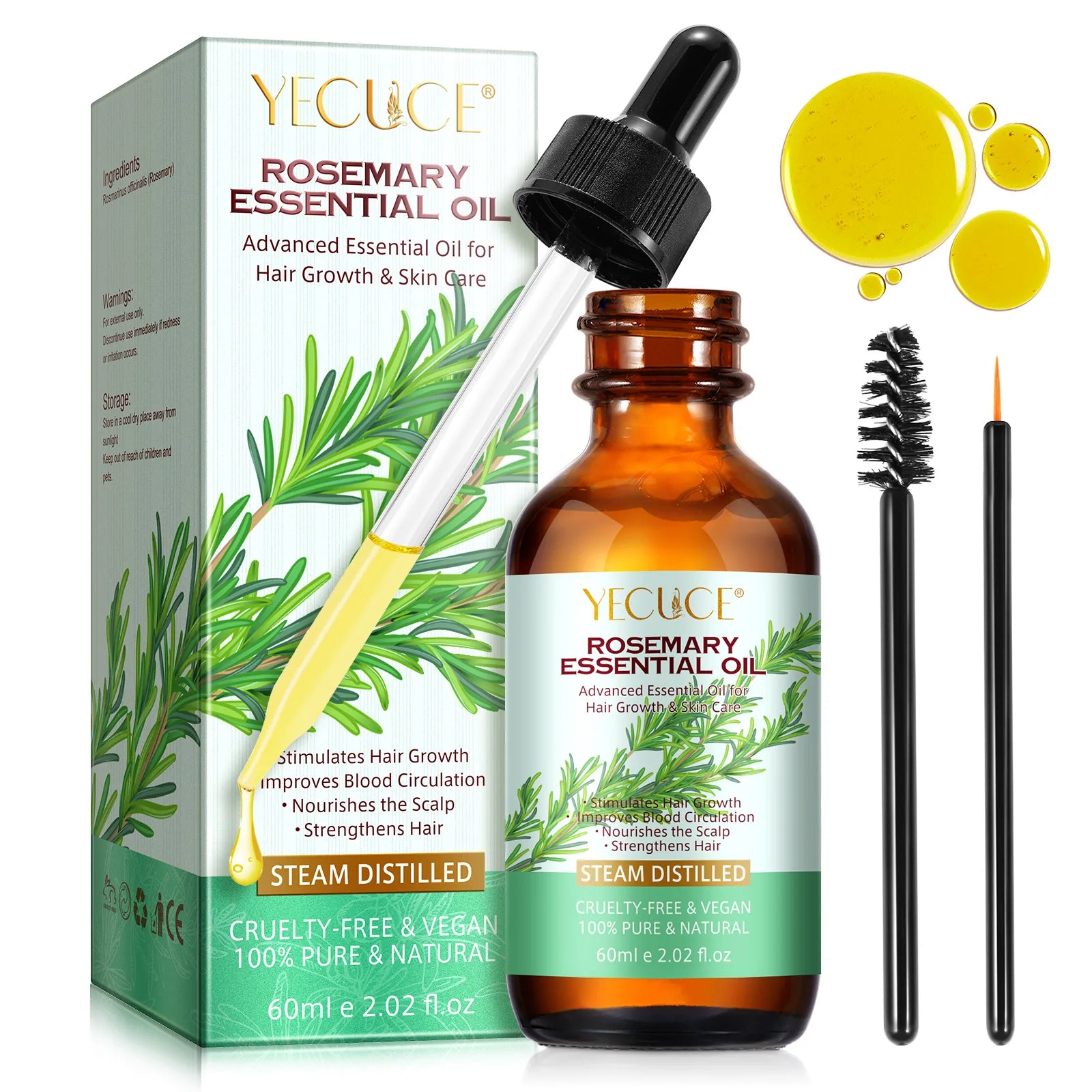 YECUCE Advanced Hair Care Rosemary Essential Oil Best Aceite De Romero Para El Crecimiento Del Cabello
