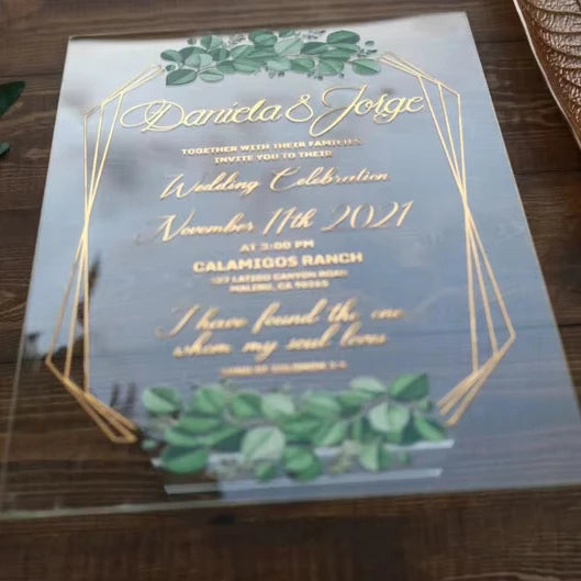 Luxury Custom Handmade Mariages Design Covers Led Envelope Transparent Acrylic Masquerade Invitations Wedding Invitation