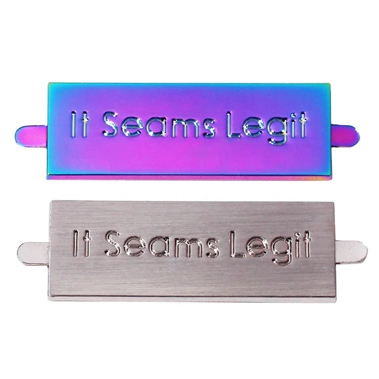 Custom Made Luxury Metallic Purse Hardware Rainbow Letter Tags Label Private Plate Brand Logos for Suitcase Zinc Alloy Material