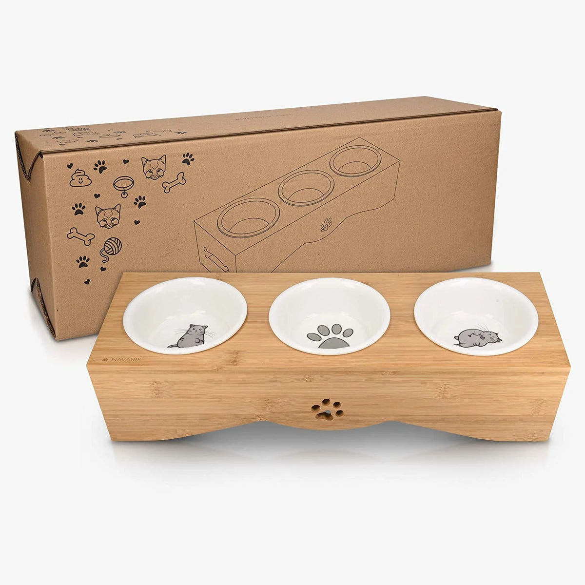 Wholesale Pet Bowl Stand Wooden Neck Proof Cat Two Bowl Within Round Ceramics Bowl MegaBDM
