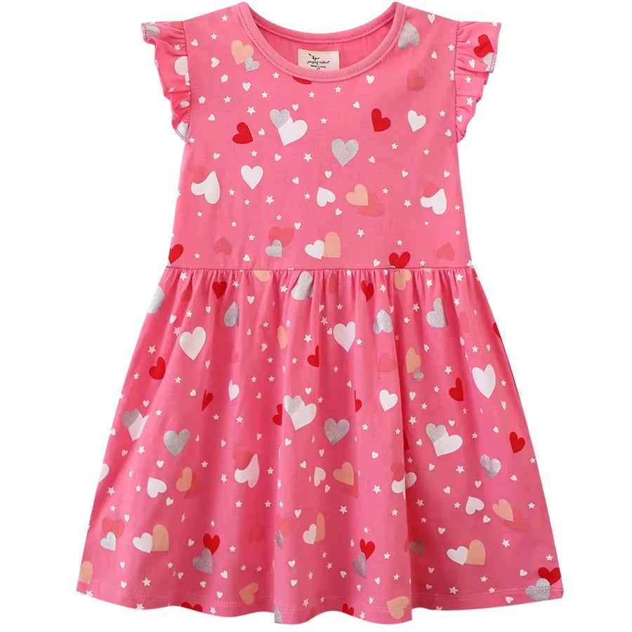 Summer New Children's Clothing Skirts European and American Style Girls Love Dresses Cotton Cartoon Print Princess Dresses