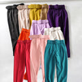 Hot Sale Women Candy Color Purple Orange Beige Color Chic Business Trousers Female Zipper Pants