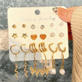 VKME Women's Trendy Gold Plated Butterfly & Heart Dangle Stud Earrings Set New Arrival Acrylic Pearl Drop Earjewelry Wholesale
