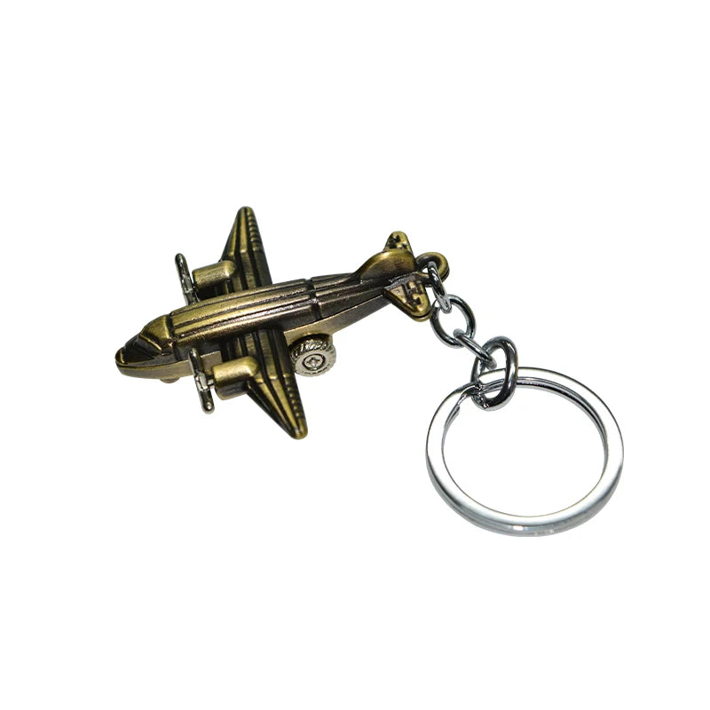 Vintage Quality Mini 2D 3D Metal Keychain Fashion Cartoon Zinc Alloy Keyring for Bike Portable Motor Motorcycle Aircraft Keyring
