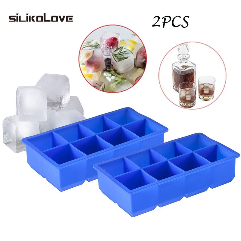 Wholesale Cheap Price Custom 8 Cavity Large  Rectangle Silicone Ice Cube Tray Silicone Ice Tray Mould
