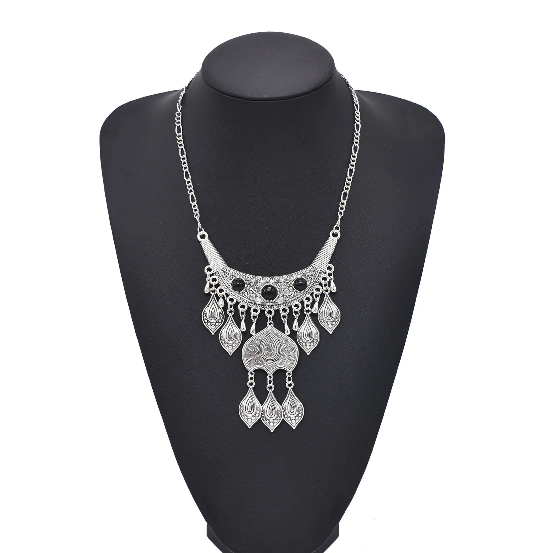 Artificial Turquoise Leaves Choker Necklace Bohemian Pendant Necklaces for Women Boho Ethnic Party Jewelry