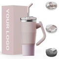 40oz Lead Free Tumbler With Handle and Straw Lid Reusable Insulated Stainless Steel Travel Mug With Handle