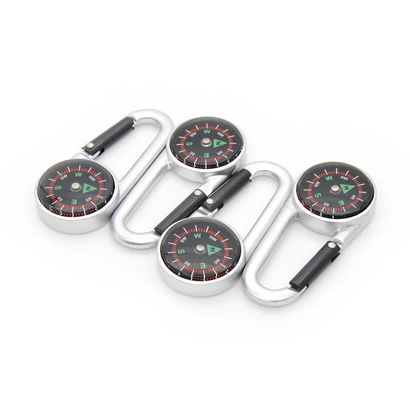 Portable 7cm Zinc Alloy Compass Keychain 27mm Diameter Compass Carabiner for Climbing Hiking Bag Packed Tour Metal Accessories
