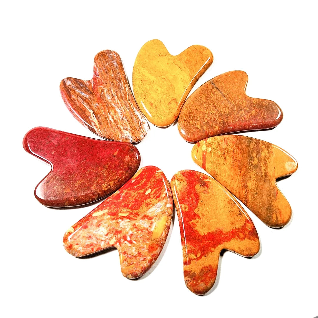 Huiying Newest Design Heart Jade Mookaite jasper Stone Guasha