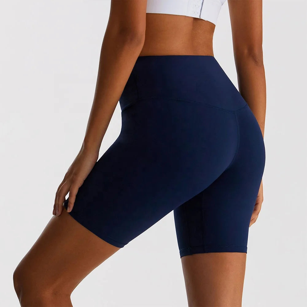 Hot Summer Women's High Waist Athletic Shorts Breathable Quick Dry Nylon Material Fitness Bike Riding Jogging Yoga Workout