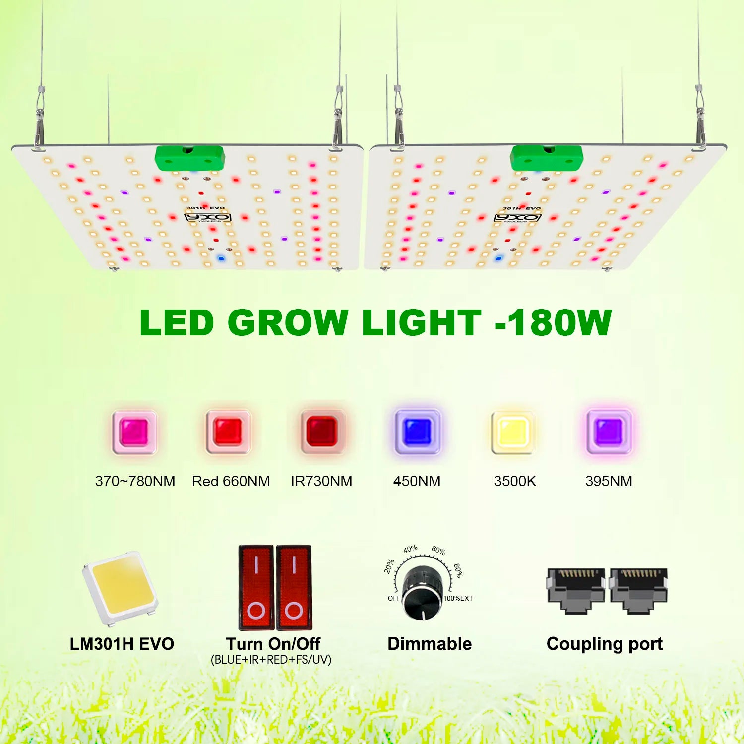 EU Stock Full Spectrum Grow Light Panel Dimming LM301H EVO 180w Led Grow Light Board