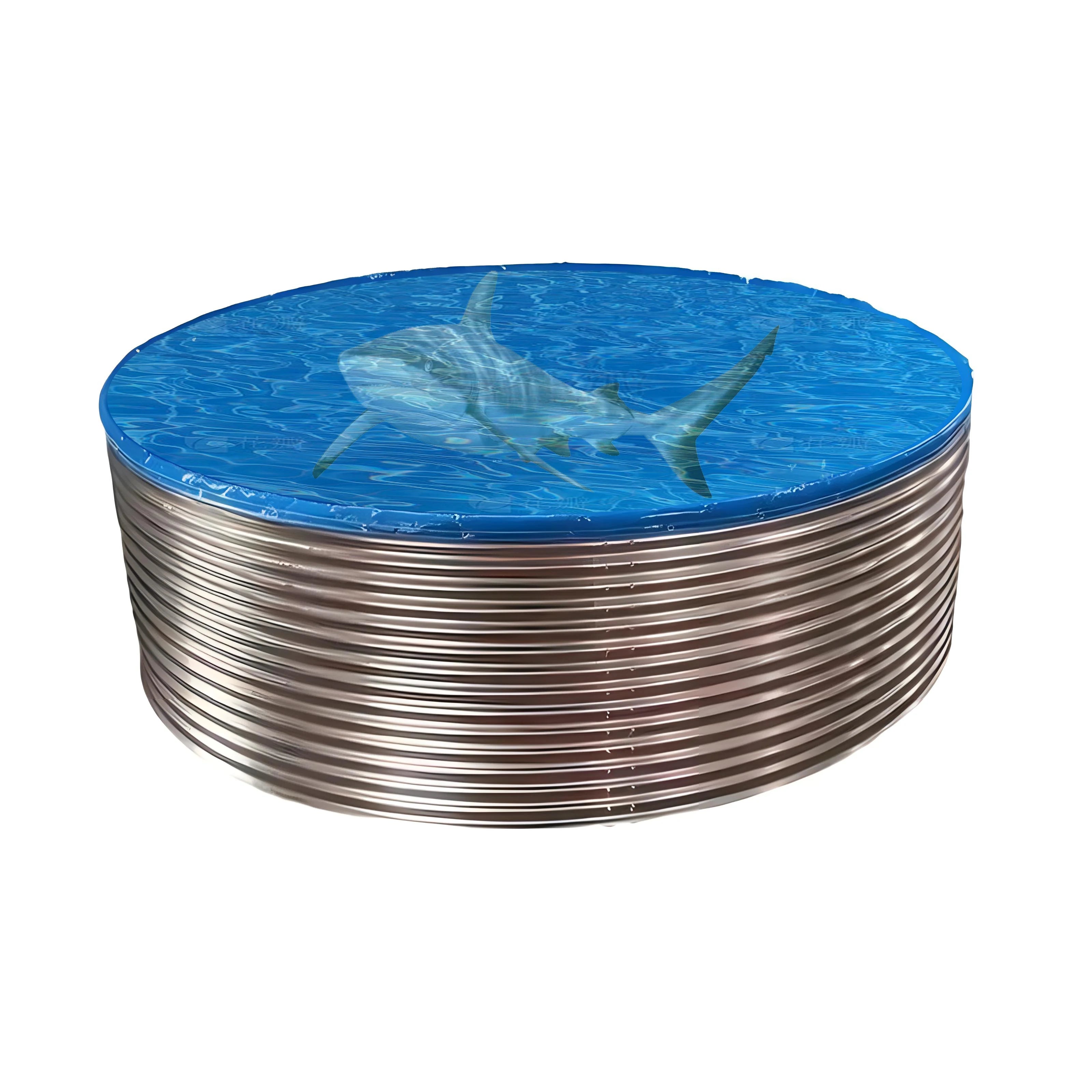 Light Blue Hot Galvanized Steel Flexible Fish Farm Pond Double Coated 560gsm PVC Canvas Lining Recirculating Aquaculture System