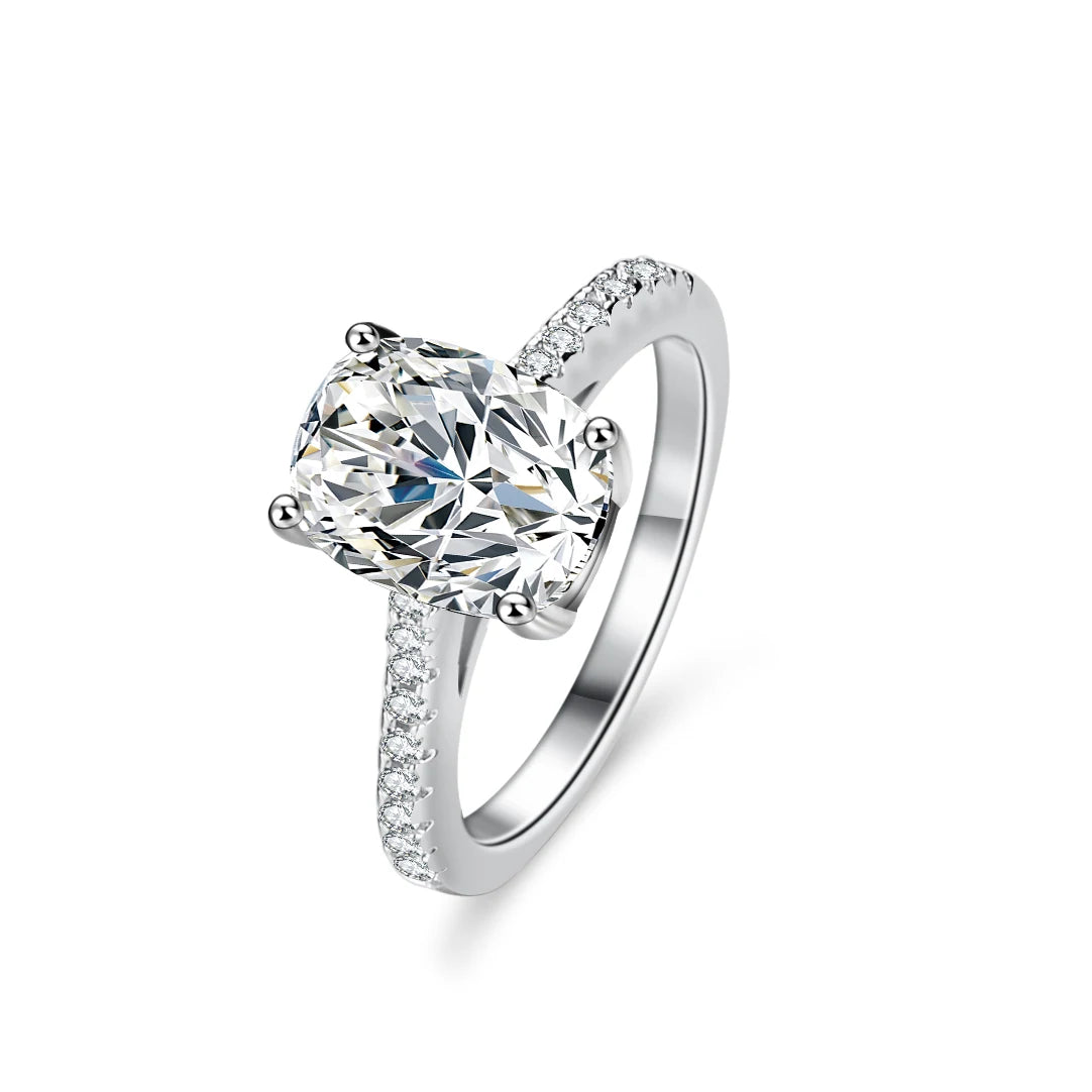 2Ct S925 Sterling Silver Platinum Plated Engagement Wedding Rings Women's Fine Jewelry Fashion Moissanite Ring Brilliant Cut