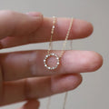 Trendy Fashion Luxury 14k Gold Plated 925 Sterling Silver Circle American Diamond Pendant Necklace for Women