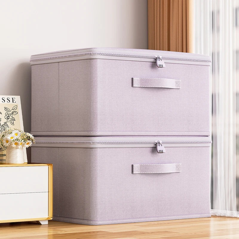 Organizer Closet Storage Box Foldable Cotton Storage with Lock for Clothing and Bedding