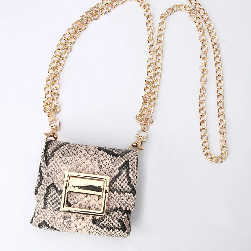 JULUN Fashion Women's Belt Gold Chain Small Bag Cell Phone Loose Change Belt Bag Creative Design Decorative Bag Belt