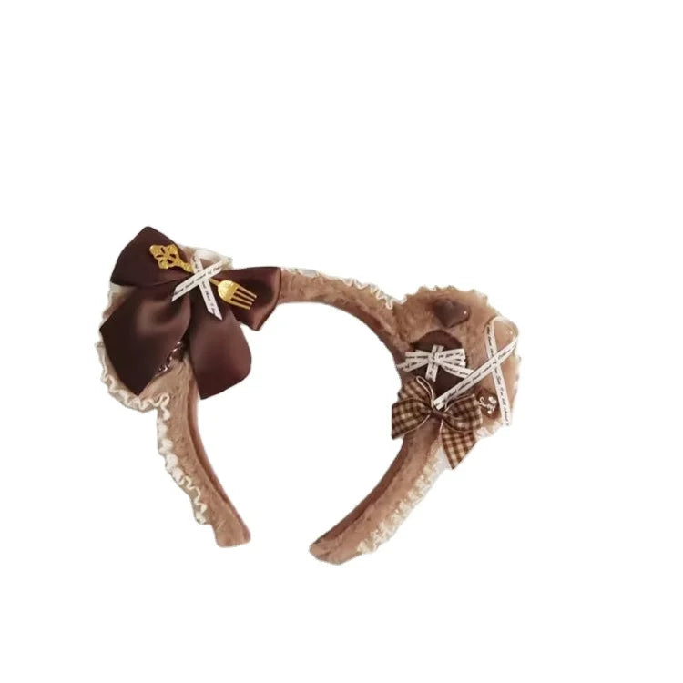 Cute Bear Ear Lolita Headband Cosplay New Style Girl Plush Brown Headband Lolita Hair Accessories