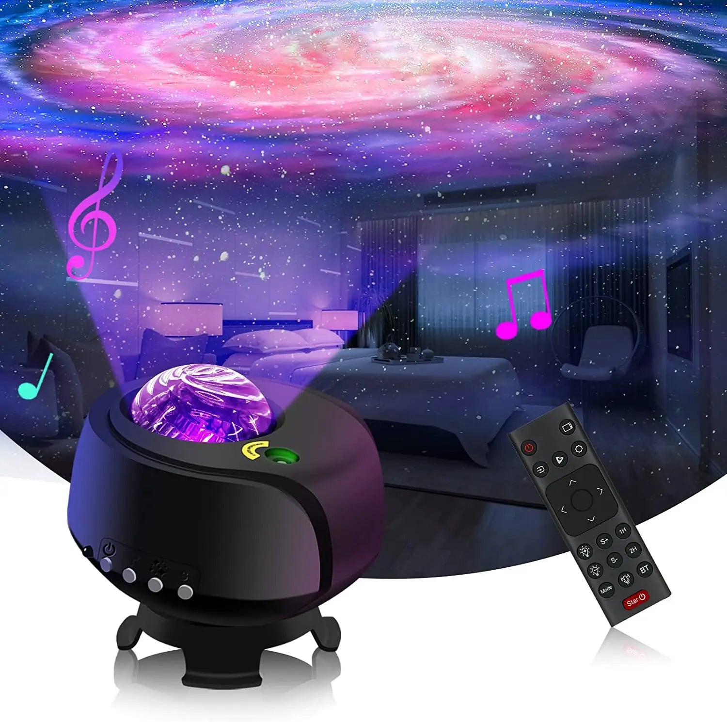 2022 Color Changing Nebula Aurora Starry Sky Music Star Galaxy Projector Night Light for Home Party Bedroom Gifts
