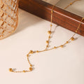 Light Luxury Jewelry 18k PVD Gold Plated Stainless Steel Y Shaped Beads Sweater Chain Women Necklace