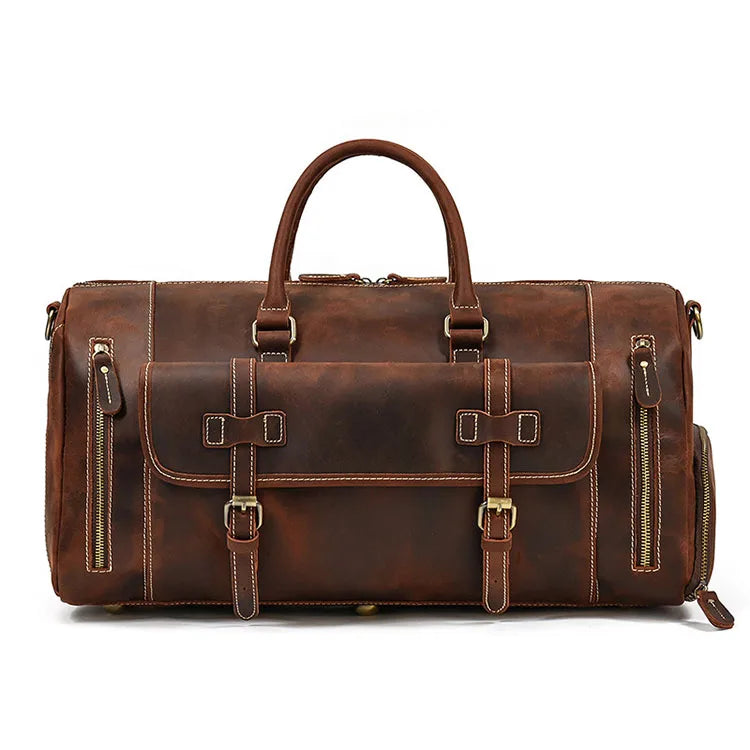 Waterproof Luxury Leather Vintage Zipper Weekend Travel Bags Large Capacity Duffel Bag Foldable MegaBDM