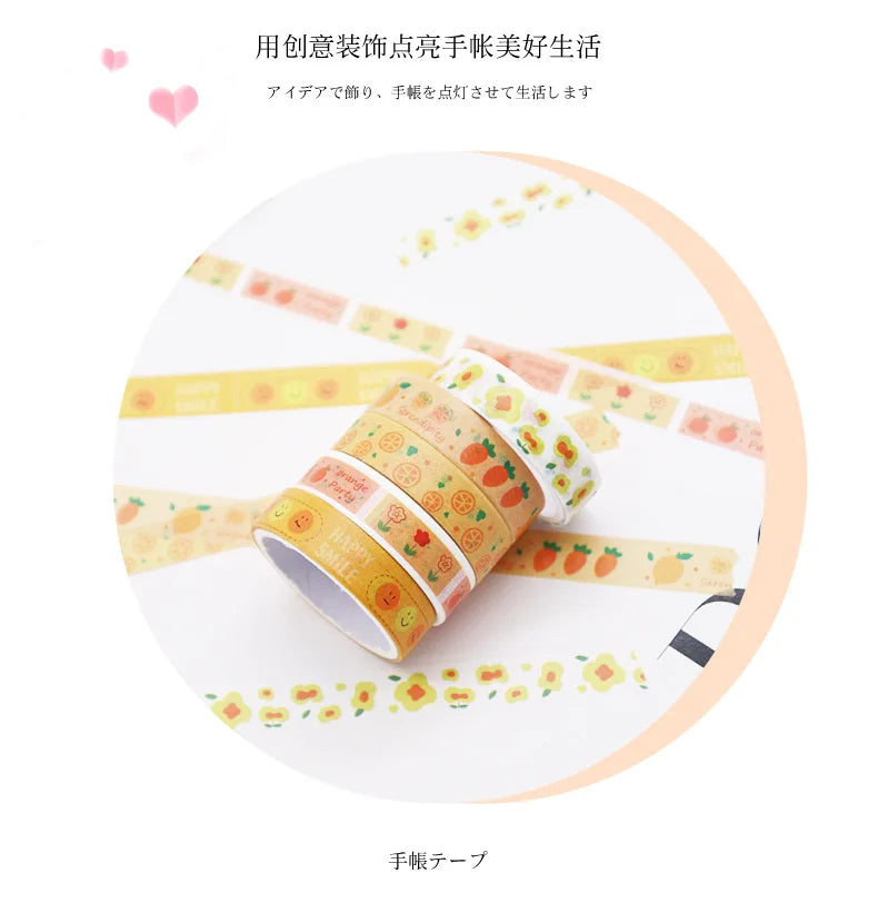 Custom Cartoon Eco-Friendly Printing Stationery Stickers 5 Pcs Journal Notebook Planner Accessory Set Washi Tape in Stock