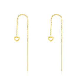 Luxury Fashion Real 18K Gold S925 Sterling Silver Heart Long Tassel Earrings Jewelry for Bridal Wedding