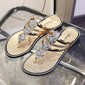 Women's Summer 2024 Flip-Flops Sandals with Diamond Rhinestones Seaside Beach Flat Clips