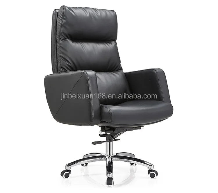 Jinbeixuan HE-543 Ergonomic Executive Office Chair Adjustable Height Synthetic Leather Modern Design Light Grey Fixed Armrests