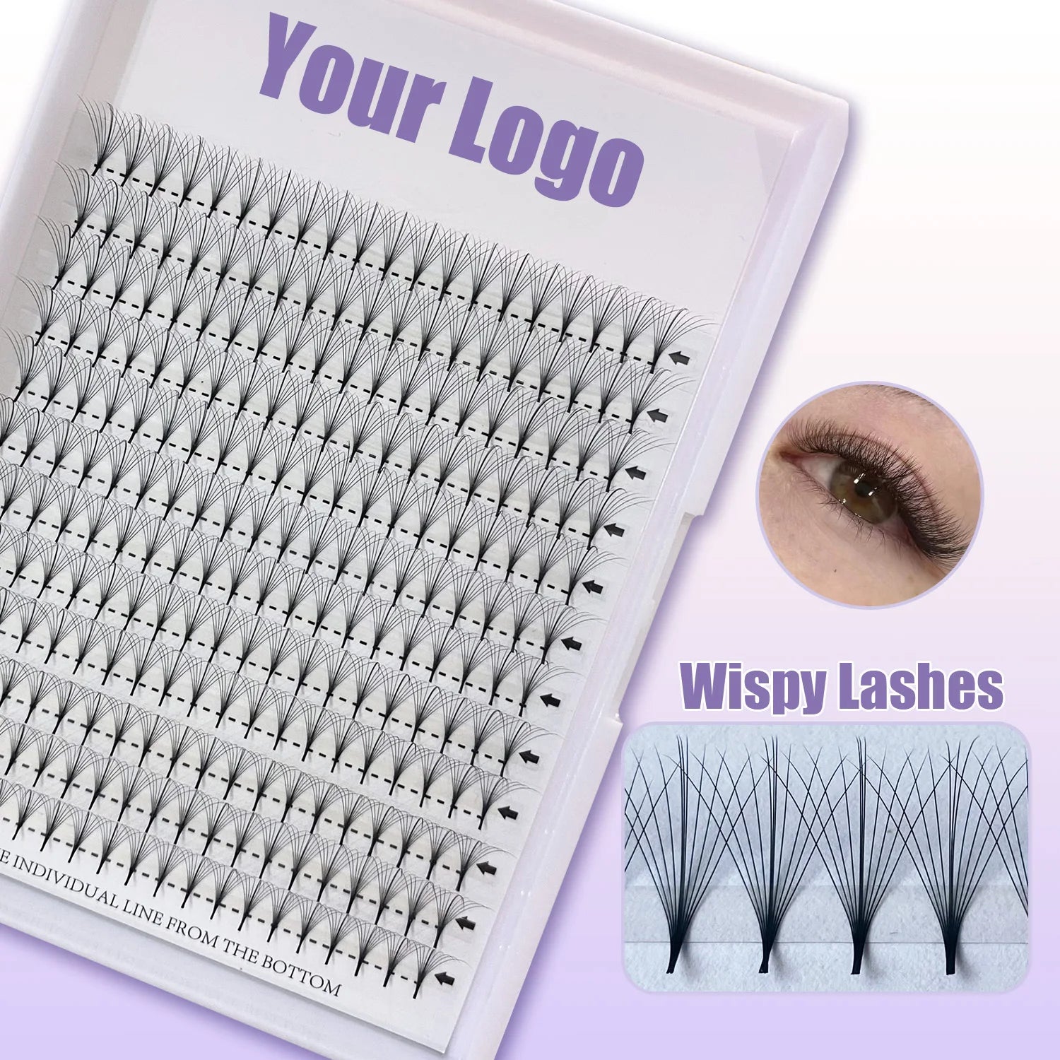 Promade Wispy Fans Lashes Pointy Thin Base Individual Lash Extensions Super Soft Pre-Fanned Eyelashes