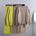 10%OFF Autumn and Winter New One Size Slim Knitted Suit Women Thickened Loose Turtleneck Sweater Wide Leg Pants Two-piece Set