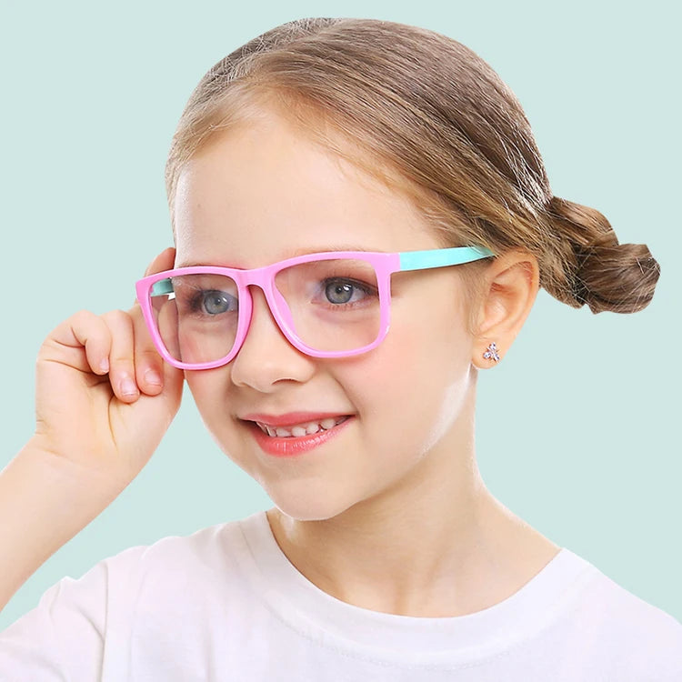 Kids Blue Light Glasses Silicone Anti Radiation Anti Blue Optical Frame Solid Pattern UV400 Protection