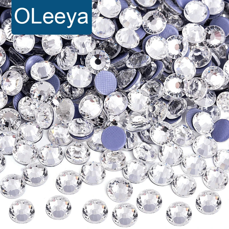 Oleeya Factory Wholesale A4 Grade Crystal AB Colors Hotfix Rhinestones for Garment Dress Accessories