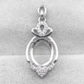 Sterling Silver 10*12mm Semi Mount Pendant Empty Frame Blank Support Setting S925 Base Holder Without Center Stone for DIY Inlay