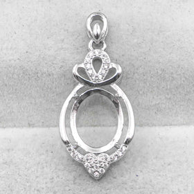 Sterling Silver 10*12mm Semi Mount Pendant Empty Frame Blank Support Setting S925 Base Holder Without Center Stone for DIY Inlay