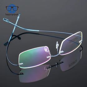 Teenyoun 2024 Prescription Optic Rimless Eye Glasses Titanium Alloy Ultralight Metal Spectacle Frames Optical Eyeglasses