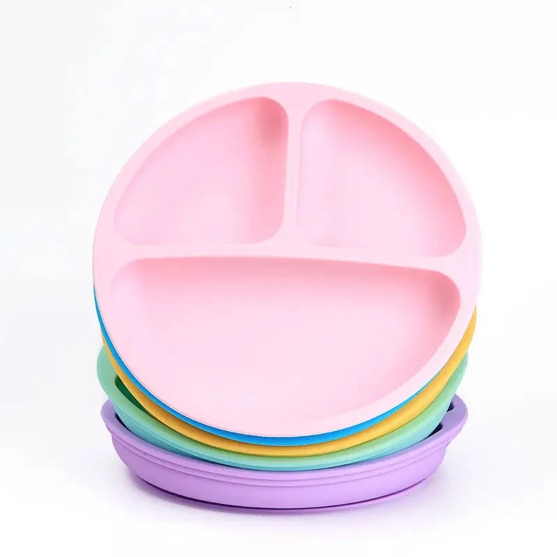 Grade Silicone Eco-Friendly Feeding Plate Baby Food-Grade Spill-Proof Suction Rotating Learning Dishes Serving Bowls