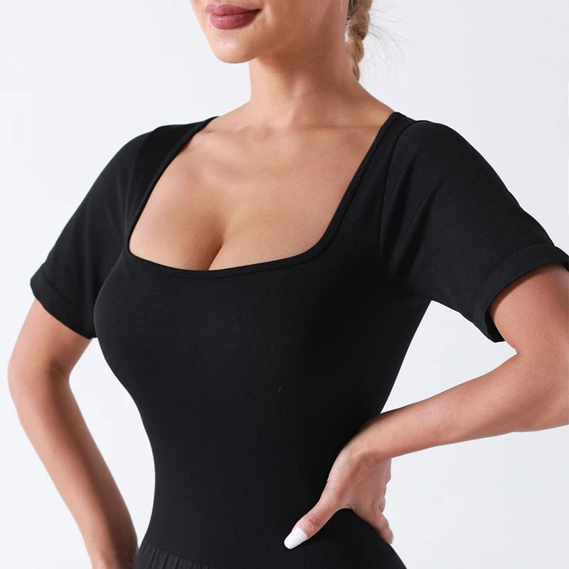 2026 Women's Fashion Yoga Bodysuit With Wide Leg Tummy Control Jumpsuit Adult Sports Workout Print Set Elastic Waist Closure